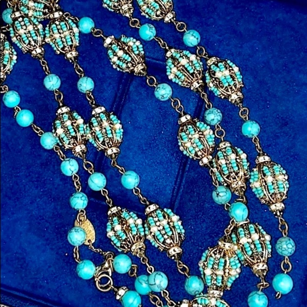 Vintage Erickson Beamon Beaded Turquoise Necklace - Picture 10 of 10